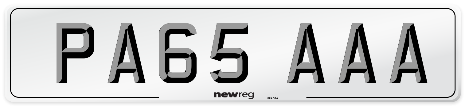 PA65 AAA Number Plate from New Reg